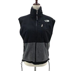 Vintage The North Face Womens XS Vest Denali Fleece Black Gray Zipper Jacket
